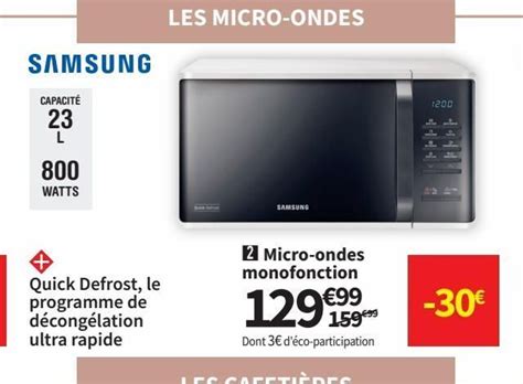 Promo Micro Ondes Monofonction Samsung Chez Conforama