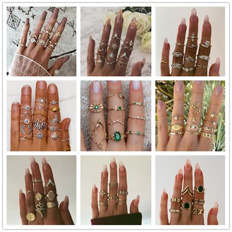 Mejor Precio Docona Conjunto De Anillos De Hojas Bohemios Para Mujer