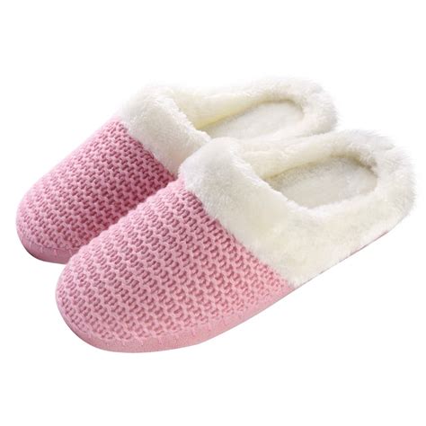 Aerusi - Women's Cozy Woven Knit Soft Plush Slippers with No-Slip ...