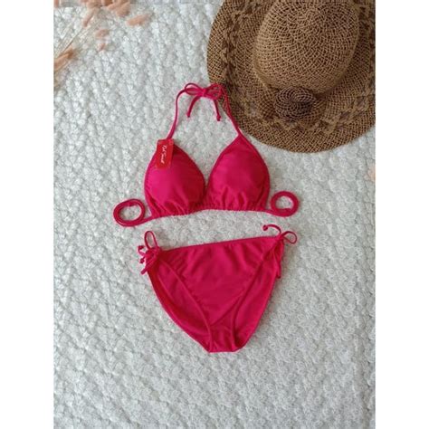 Jual DISKON BK 3301R XO PINK FANTA BIKINI PANTAI SEGITIGA WITH FOAM