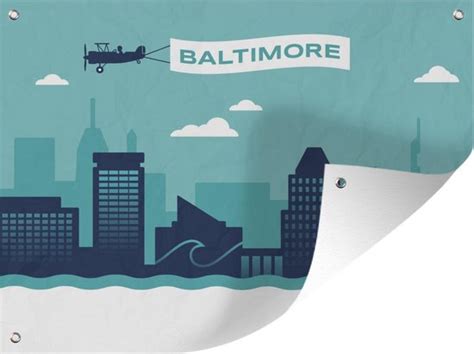 Muurdecoratie Buiten Tekening Van De Horizon Van Baltimore Met