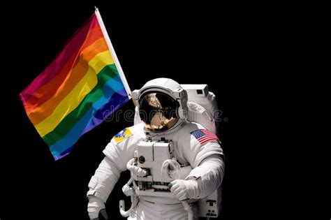 Astronaut Waving Lgbtq Pride Flag Representation Of Pride Month And Gay People In Science
