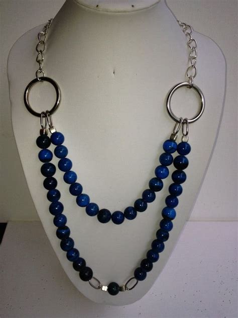 Blue And Black Veined Marble Double Strand By Designsbypattilynn 6500 How To Make Necklaces