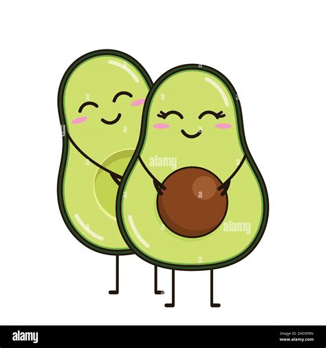 Lindo Icono De Vector De Aguacate Ilustración De Avocado De Dibujos Animados Aislada Sobre