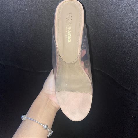 Fashion Nova The Glass Edge Heeled Sandal Nude Depop