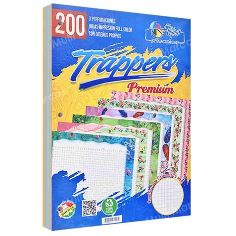 Paquete de 200 Hojas Con Diseño para Trapper Flipo de 3 Perforaciones