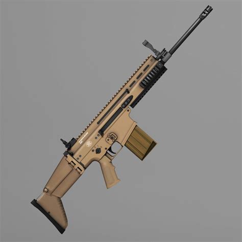 Rifle Fn Scar H Long Low Poly D Model Fbx Obj Max Free D