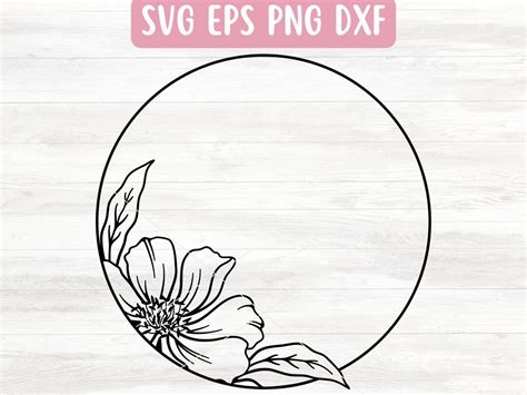 Flower Wreath SVG File for Cricut, Floral Frame SVG for Silhouette ...