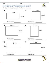 Perimeter Of Rectangle Worksheets Grade 5