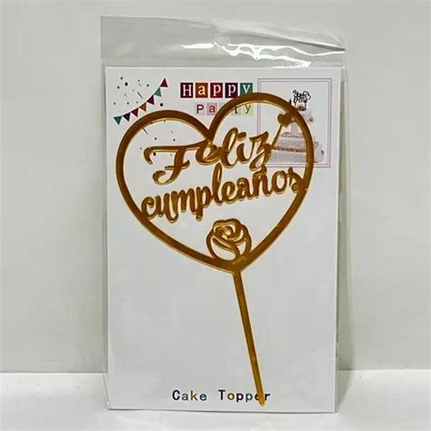 Topper Torta Cake Decoracion Adorno Cartel Feliz Cumplea Os En Venta En