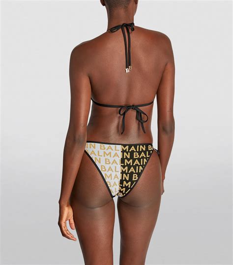 Balmain Logo Print Triangle Bikini Harrods Us