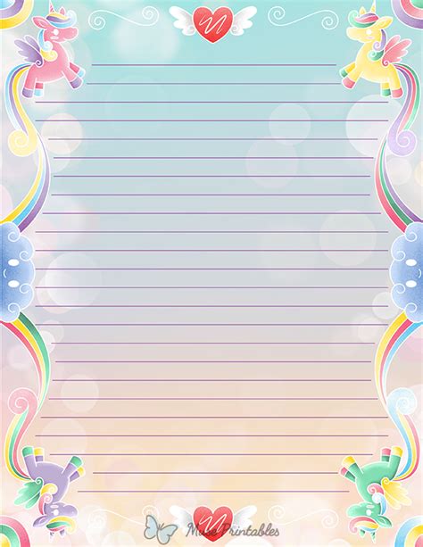 Printable Kawaii Unicorn Stationery