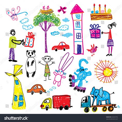 Happy Childhood Stock Vector Illustration 34442752 Shutterstock