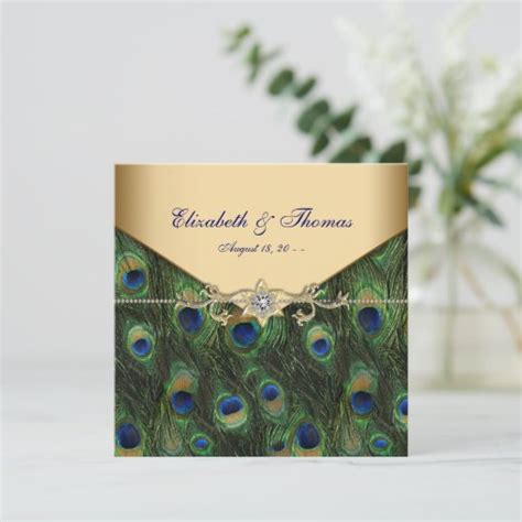 Elegant Gold Peacock Wedding Invitation Zazzle