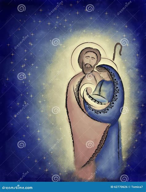 Christmas Nativity Scene Holy Family Mary Joseph and Child Jesus Stock ...