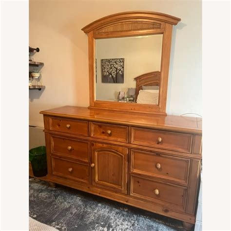 Broyhill Wooden Dresser With Mirror AptDeco