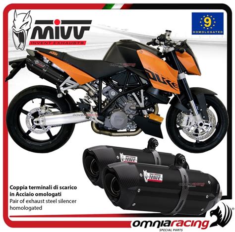 Mivv Suono Pair Of Exhaust Homologated Black Inox For Ktm 990 Superduke