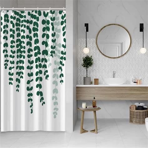 Mirrorang 180X180Cm Vert Plante Rideau De Douche Vert Aquarelle