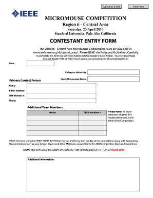 Fillable Online Ewh Ieee MICROMOUSE COMPETITION CONTESTANT ENTRY BFORMb