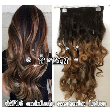 Aplique Mágico Cabelo fio Invisível Tiara cor 6AF16 castanho ombre