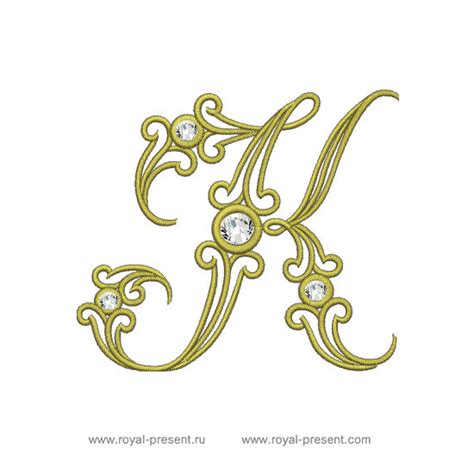 Дизайн машинной вышивки Заглавная буква K | Royal Present Embroidery