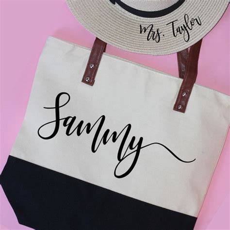 Monogram Tote Bags Personalized Canvas Totes Bridal Party Etsy