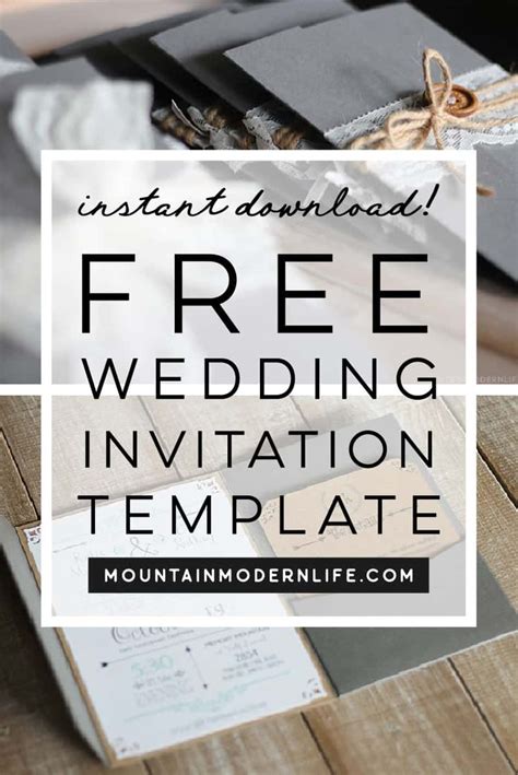 FREE Wedding Invitation Template | MountainModernLife.com | Free ...