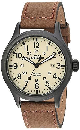 Timex Men's Expedition Scout Brown Leather Strap Watch - Luxury and ...