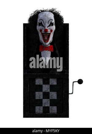 Scary Clown Jack In The Box Isolated On White 3d Render Stock Photo