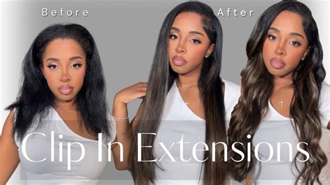 How To Natural Clip Ins Install On Natural Hair Balayage Light Yaki