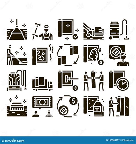 Carpet Cleaning Washing Service Icons Set Vector Stock Vector ...