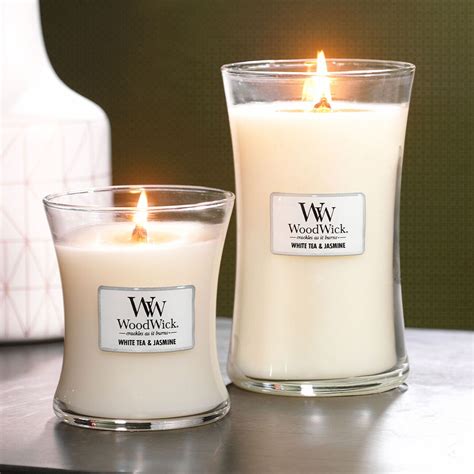 Woodwick Scented Candle White Tea Jasmine Hourglass Large In Qatar