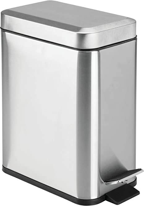 MDesign 1 3 Gallon Rectangular Metal Step Trash Can Wastebasket