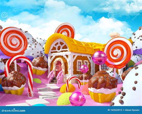 Candy Land With Fantasy House Stock Illustration Illustration Of