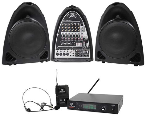 Peavey Pvi Portable 300w DJ PA System W 2 Speakers Mixer Headset