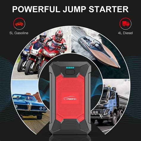 Yaber Car Jump Starter A Peak Mah V Portable Lithium Car