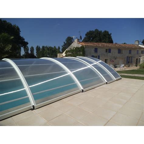 Abri piscine bas olonne c télescopique en aluminium thermolaqué et