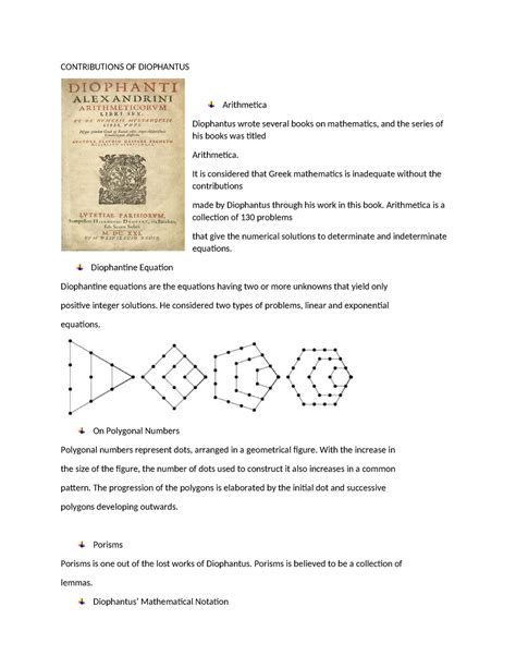 Contributions OF Diophantus - CONTRIBUTIONS OF DIOPHANTUS Arithmetica ...