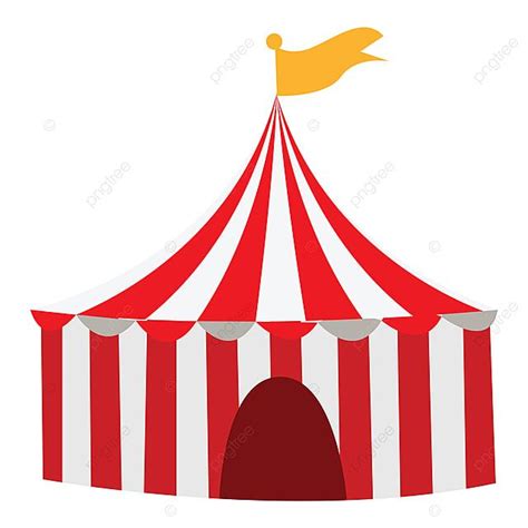 Circus Tent Illustration with Yellow Flag on White Background