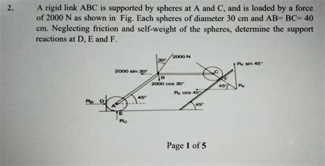 A Rigid Link Abc Is Supported By Spheres At A And C And Is Loaded By