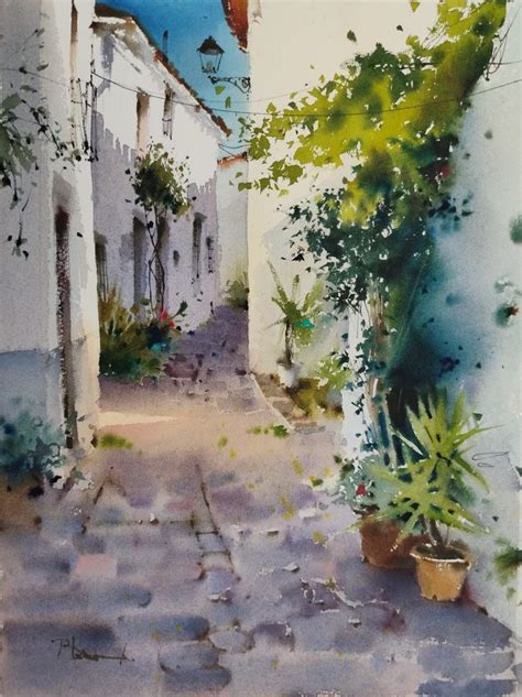 Galería Blanca Alvarez Watercolors Ciudad de acuarela Bosquejo en