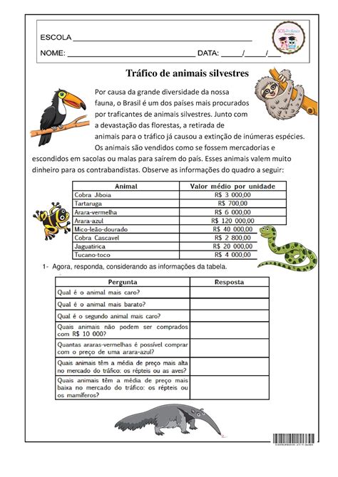 Atividades Sobre Animais Em Extinção 3 Ano