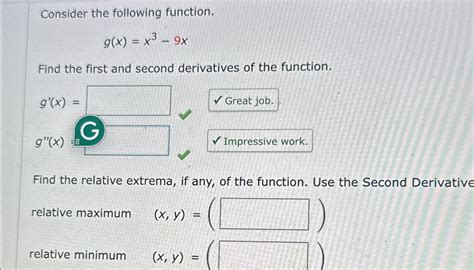 Solved Consider The Following Functiongxx3 9xfind The