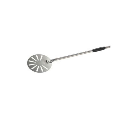 Pelle à pizza ronde en acier inoxydable perforée D 20 cm manche 120 cm