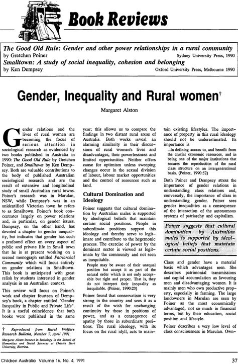 Gender Inequality And Rural Women The Good Old Rule Gender And