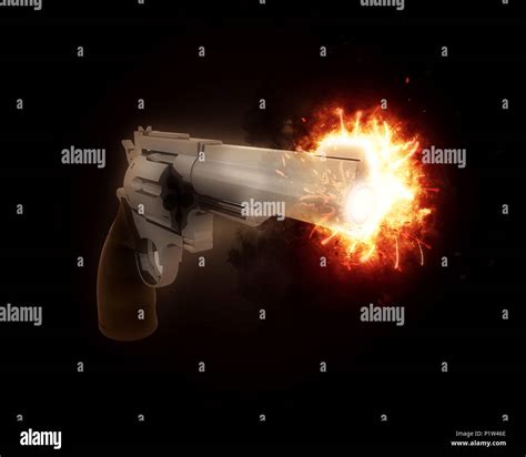 3D render of a gun with an exploding barrel Stock Photo - Alamy