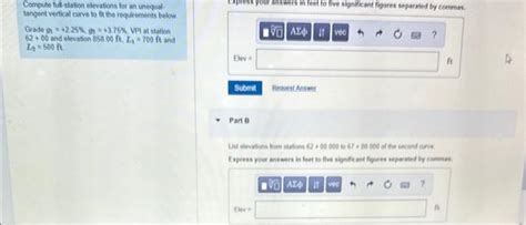 Solved Compute Full Station Elevations For An Unequaltangent Chegg