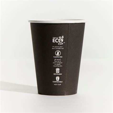 PINNACLE TRULY ECO 12oz BLACK SINGLE WALL COFFEE CUP AQUEOUS COATED