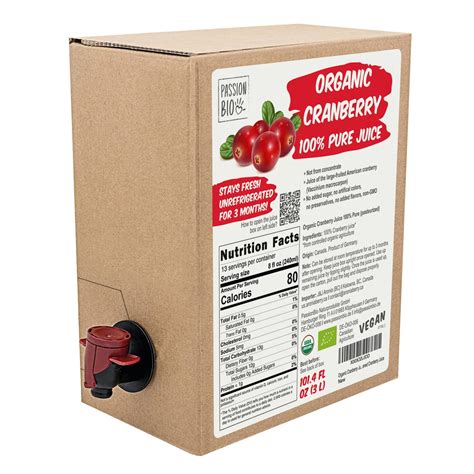 Organic Cranberry Juice Box 1014 Fl Oz 100 Pure Cranberry Juice No Added Sugar Not From