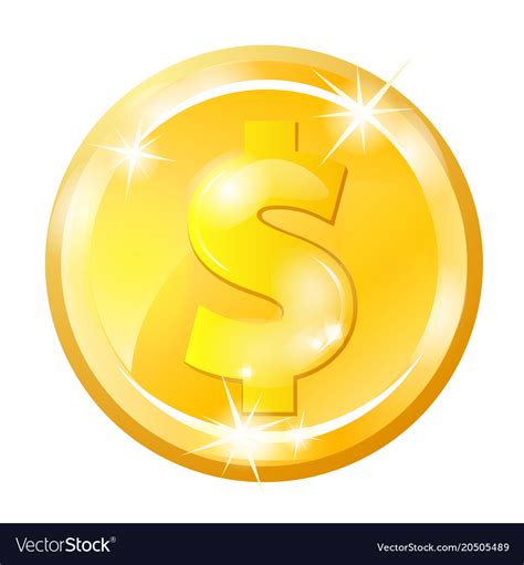 Gold coin with dollar sign Royalty Free Vector Image